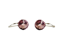 Cercei Leverback Rivoli, Light Amethyst Argint 925, 12mm
