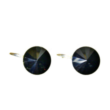 Cercei Mini Rivoli, Jet Hematite, Argint 925, 11mm