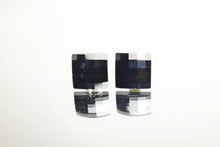 Cercei Chessboard, Jet, Argint 925, 10mm
