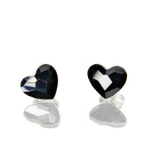 Cercei Heart, Jet, Argint 925, 10mm