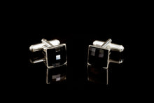 Butoni Chessboard, Jet, Argint 925, 12mm