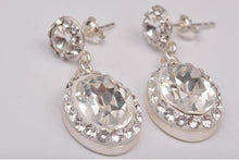 Cercei Fancy Ceralun, Cristal Alb, Argint 925, 18x13mm