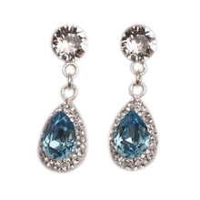 Cercei Pear Ceralun Aquamarine, Cristal/ Albastru deschis, Argint 925, 14mm