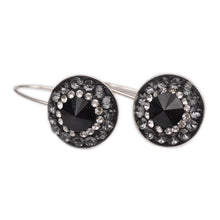 Cercei Rivoli Ceralun Jet, Negru/Alb/Gri, Argint 925, 13mm