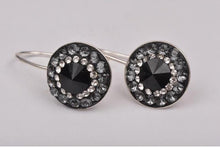 Cercei Rivoli Ceralun Jet, Negru/Alb/Gri, Argint 925, 13mm