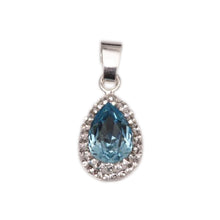 Pandantiv Pear Ceralun Aquamarine, Albastru/ Cristal, Argint 925