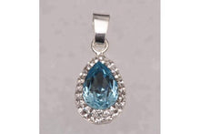 Pandantiv Pear Ceralun Aquamarine, Albastru/ Cristal, Argint 925