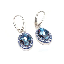 Cercei Leverback Tribe Ceralun Aquamarine, Albastri, Argint 925, 18x13mm